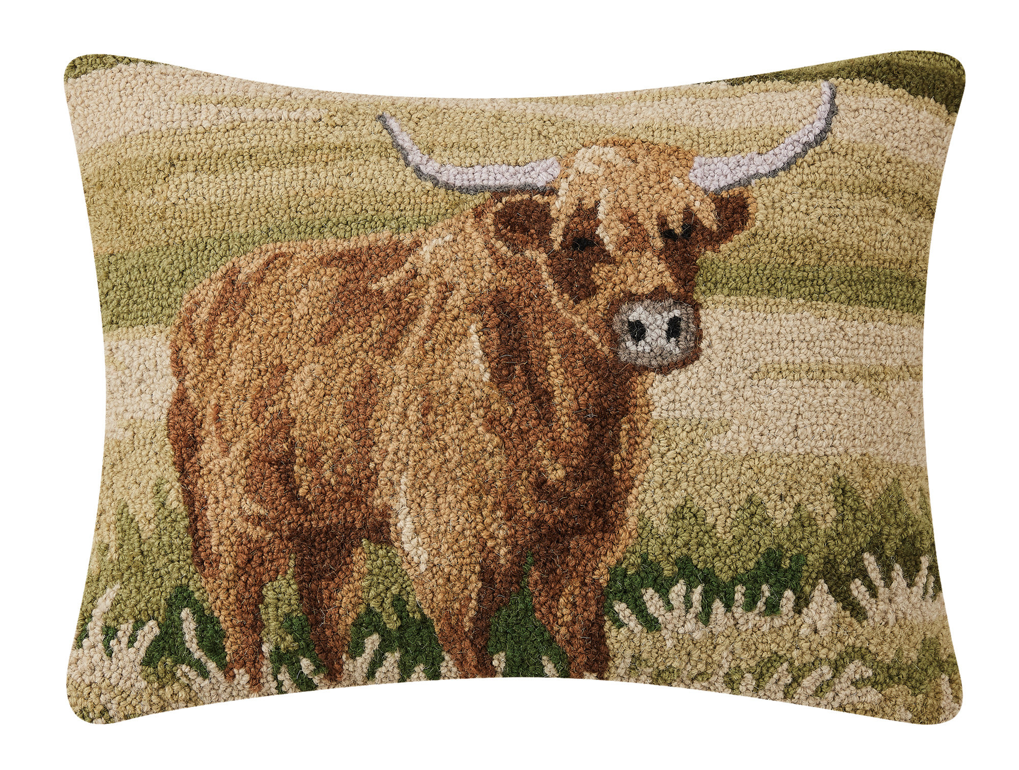 Peking Handicraft Highland Cattle Wool Hook Throw Pillow Wayfair